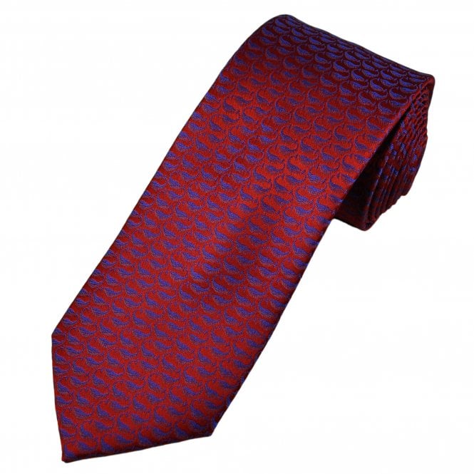Tresanti Celeste Red with Royal Blue Whales Luxury Silk Men's Tie