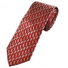 Tresanti Celeste Red With Silver Seahorse Men's Silk Tie