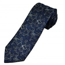 Tresanti Celeste Royal Blue, Black & Silver Patterned Men's Silk Designer Tie