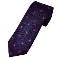 Tresanti Celeste Royal Blue, Brown & Fuchsia Paisley Silk Men's Designer Tie