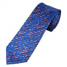 Tresanti Celeste Royal Blue & Multi Coloured Flower Patterned Men's Silk Tie