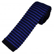 Tresanti Celeste Royal Blue & Navy Horizontal Stripe Men's Silk Knitted Tie