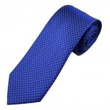Tresanti Celeste Royal Blue & Silver Polka Dot Men's Silk Tie