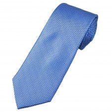 Tresanti Celeste Royal Blue, Silver & White Chevron Pattern Men's Silk Tie