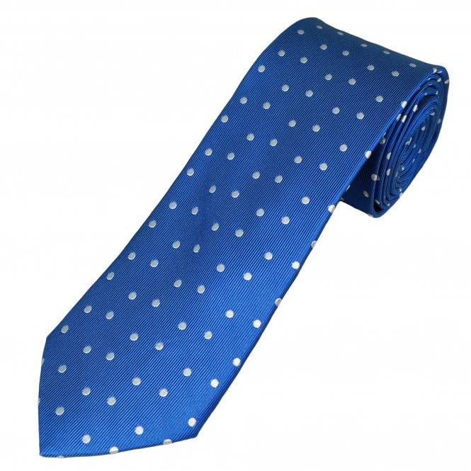 Tresanti Celeste Royal Blue & White Polka Dot Men's Silk Tie