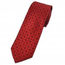 Tresanti Celeste Scarlet Red & Navy Blue Flowers & Spots Men's Designer Silk Tie
