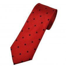 Tresanti Celeste Scarlet Red & Navy Blue Polka Dot Men's Silk Tie