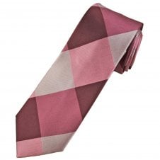Tresanti Celeste Shade Of Pink & Silver Checked Men's Silk Designer Tie