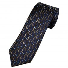 Tresanti Celeste Shades of Blue, Brown & Gold Dot Pattern Silk Men's Designer Tie