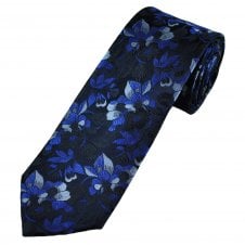 Tresanti Celeste Shades of Blue Flower Pattern Men's Silk Designer Tie