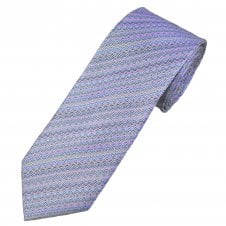 Tresanti Celeste Shades Of Blue, Lilac & Beige Zig Zag Pattern Men's Silk Tie