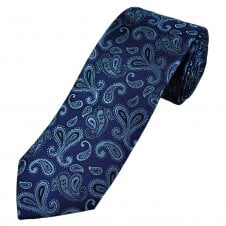 Tresanti Celeste Shades of Blue & Navy Paisley Men's Silk Designer Tie