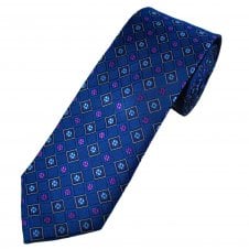 Tresanti Celeste Shades of Blue & Pink Patterned Silk Men's Designer Tie