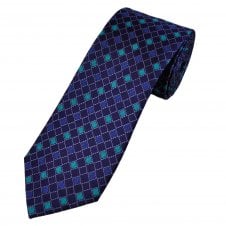 Tresanti Celeste Shades of Blue & Purple Diamond Pattern Silk Men's Designer Tie