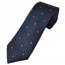 Tresanti Celeste Shades of Blue & Red Flower Pattern Men's Silk Designer Tie