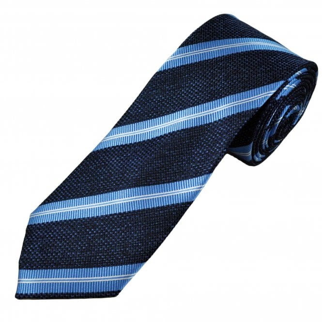 Tresanti Celeste Shades of Blue, Sky Blue & White Stripe Men's Silk Tie