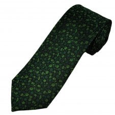 Tresanti Celeste Shades of Green & Black Flower Pattern Men's Silk Designer Tie