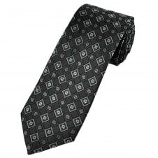 Tresanti Celeste Shades of Grey & Silver Patterned Silk Men's Designer Tie