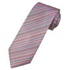 Tresanti Celeste Shades Of Pink, Blue & Red Zig Zag Pattern Men's Silk Tie