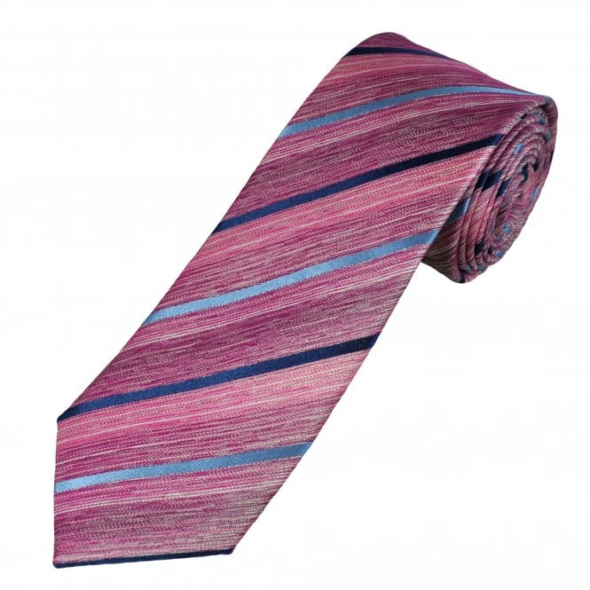 Tresanti Celeste Shades Of Pink, Light Blue & Navy Striped Men's Silk Tie