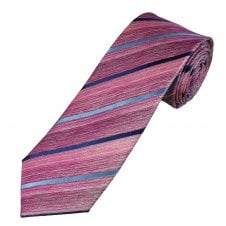 Tresanti Celeste Shades Of Pink, Light Blue & Navy Striped Men's Silk Tie