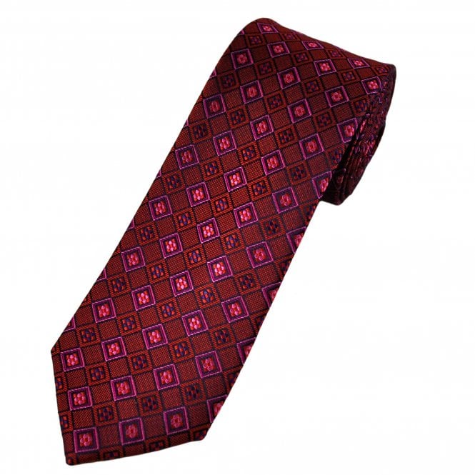 Tresanti Celeste Shades of Pink, Red & Purple Patterned Silk Men's Designer Tie