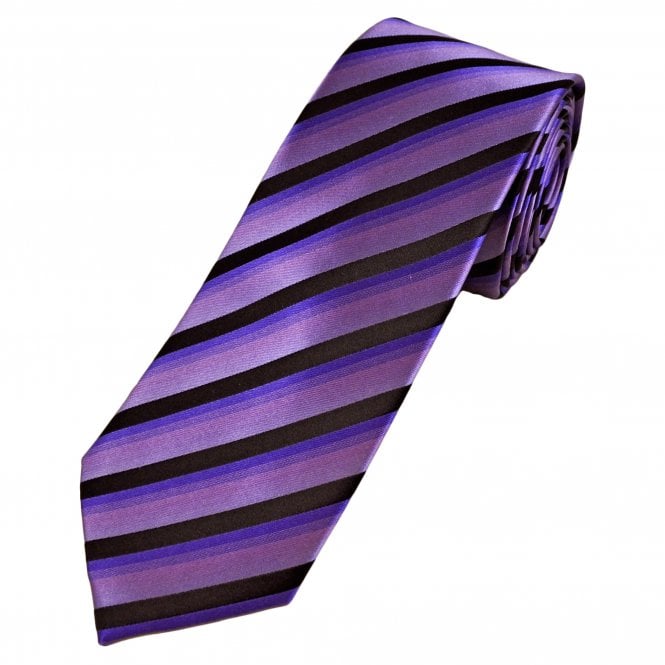 Tresanti Celeste Shades of Purple & Black Striped Men's Silk Designer Tie