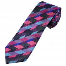 Tresanti Celeste Shades of Purple, Blue & Pink Zig Zag Pattern Men's Silk Designer Tie
