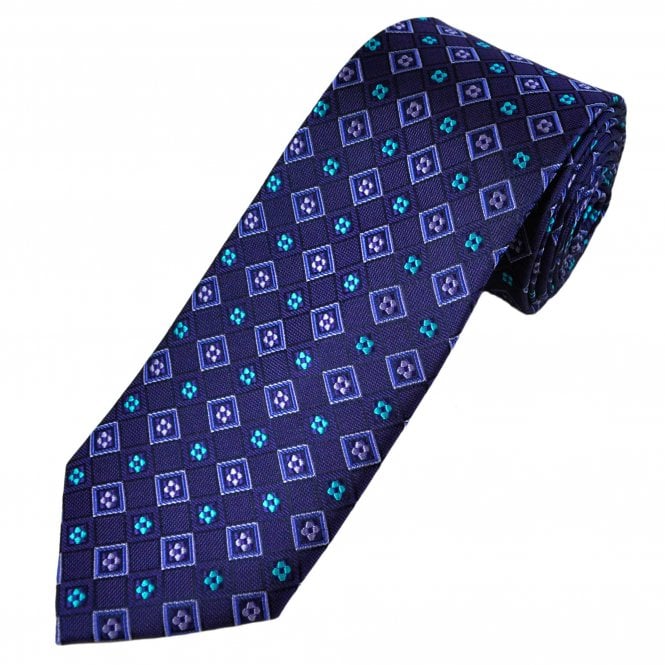 Tresanti Celeste Shades of Purple & Turquoise Patterned Silk Men's Designer Tie