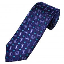 Tresanti Celeste Shades of Purple & Turquoise Patterned Silk Men's Designer Tie