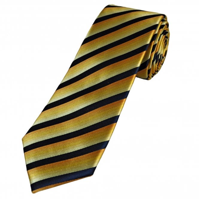 Tresanti Celeste Shades of Yellow & Black Striped Men's Silk Designer Tie
