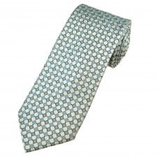 Tresanti Celeste Silver, Beige, Navy & Light Blue Circles Patterned Men's Silk Tie