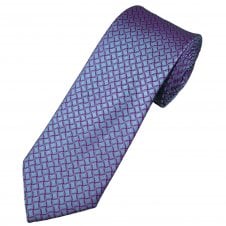Tresanti Celeste Silver Blue, Blue, Fuchsia & Pink Fishnet Pattern Men's Silk Tie