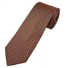 Tresanti Celeste Silver Blue, Dark Brown & Orange Arrow Patterned Men's Designer Silk Tie