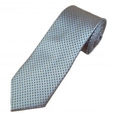 Tresanti Celeste Silver Blue, Grey, Beige & White Circles & Dots Pattern Men's Silk Tie