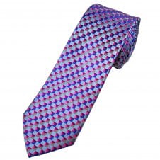 Tresanti Celeste Silver, Blue, Purple & Shades of Pink Patterned Men's Designer Silk Tie