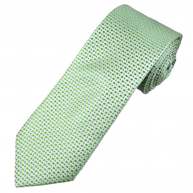 Tresanti Celeste Silver, Bright Green & Blue Pattern Men's Silk Tie