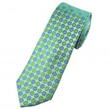 Tresanti Celeste Silver, Green, Blue & Fuchsia Pink Patterned Men's Silk Tie