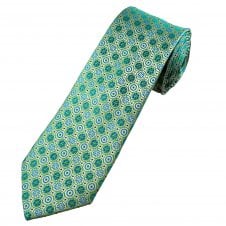 Tresanti Celeste Silver, Green & Light Blue Circle Patterned Men's Silk Tie