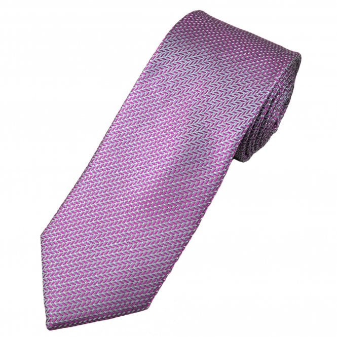 Tresanti Celeste Silver, Grey & Fuchsia Pink Chevron Pattern Men's Silk Tie