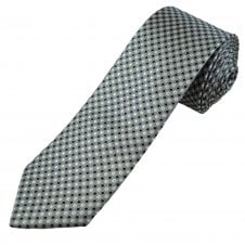 Tresanti Celeste Silver Grey, Navy Blue & Silver White Dot Pattern Men's Silk Designer Tie