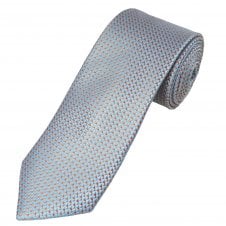 Tresanti Celeste Silver, Light Blue & Orange Patterned Men's Silk Tie