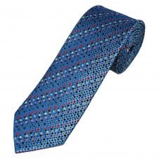 Tresanti Celeste Silver, Navy, Royal Blue, Red & Pink Square Patterned Men's Silk Tie