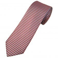 Tresanti Celeste Silver, Red, Burgundy & Sky Blue Oval Pattern Men's Silk Tie