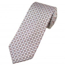 Tresanti Celeste Silver, Red, Pink & Navy Circles Patterned Men's Silk Tie