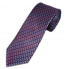 Tresanti Celeste Silver, Red, Royal Blue & Navy Patterned Men's Silk Tie