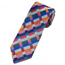 Tresanti Celeste Silver, Red, Royal Blue, Pink, Navy & Orange Patterned Men's Silk Tie
