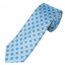 Tresanti Celeste Silver, Royal Blue, Light Blue, Orange & Yellow Patterned Men's Silk Tie