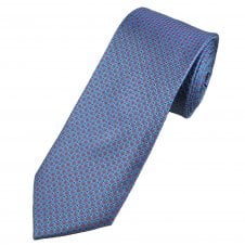 Tresanti Celeste Silver, Sky Blue, Royal Blue & Red Patterned Men's Silk Tie