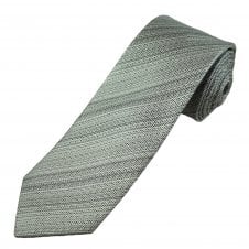 Tresanti Celeste Silver, White, Grey & Black Stripe Pattern Men's Silk Designer Tie